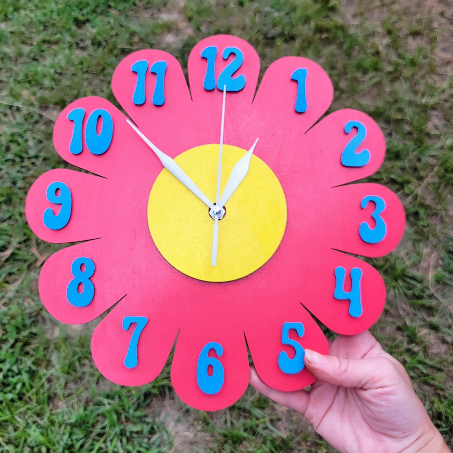Hot Pink Daisy Wall Clock