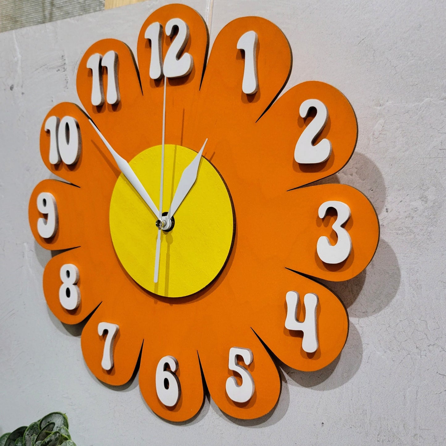 Orange Daisy Wall Clock