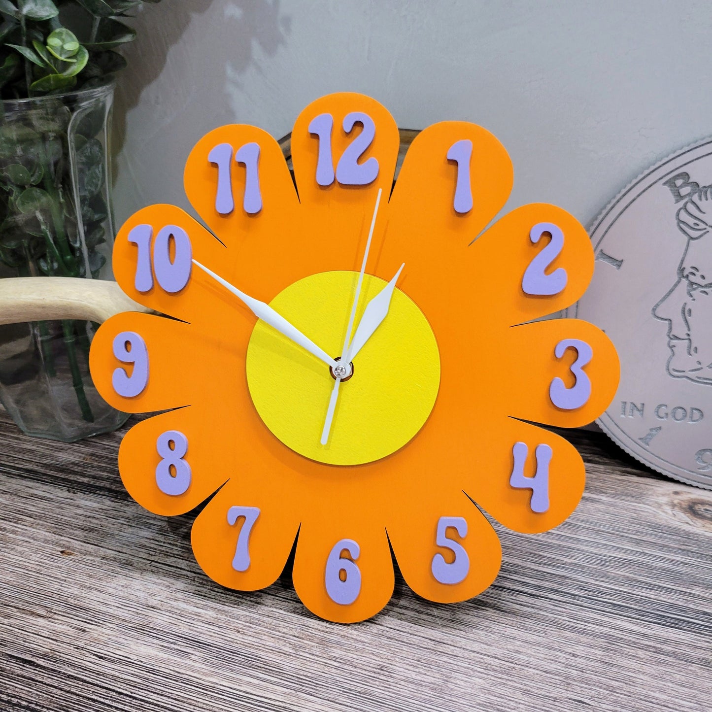 Orange Daisy Wall Clock