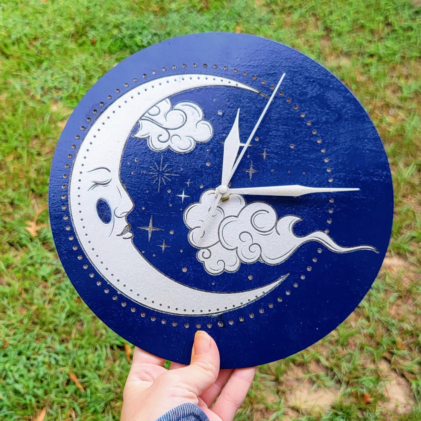 Celestial Moon Face Painted Clock