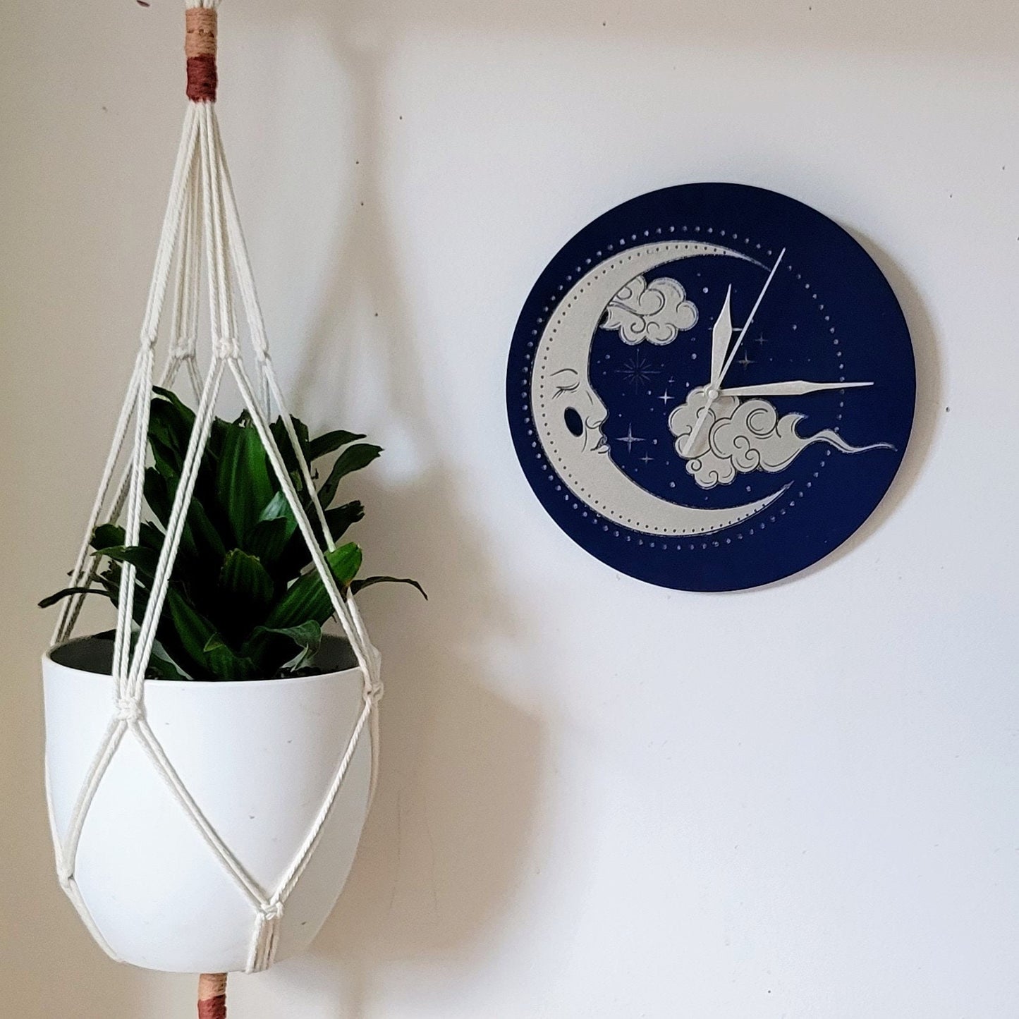 Celestial Moon Face Painted Clock