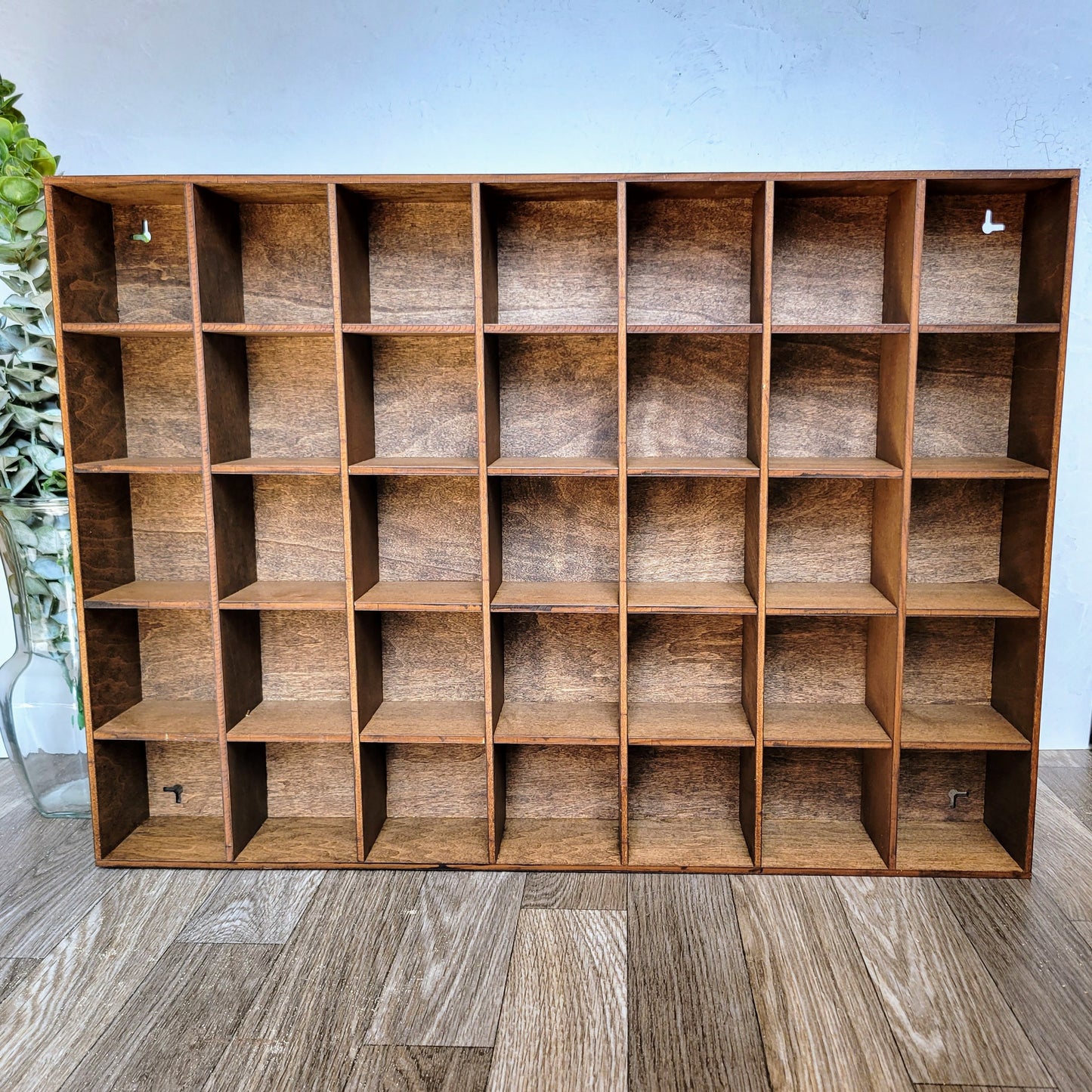 35 Compartment Wooden Display Shelf- 3.25x3.25 - Trinket Shelf - Curio Cabinet