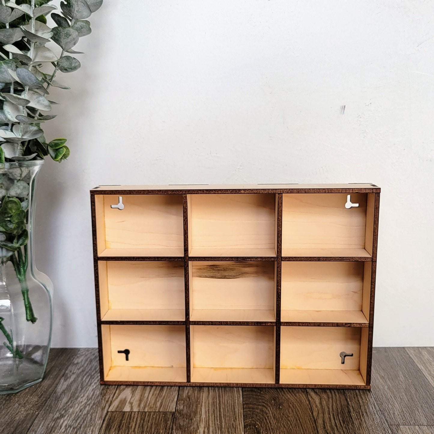 9 Compartment Wooden Display Shelf - 2.5x3.5 - Trinket Shelf - Curio Cabinet