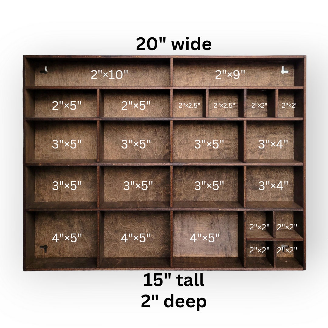 Multi Compartment Wooden Display Shelf-Crystal Display Shelf- Curio Cabinet- Knick Knack Display - Printer Tray -Figure Organizer Display #1