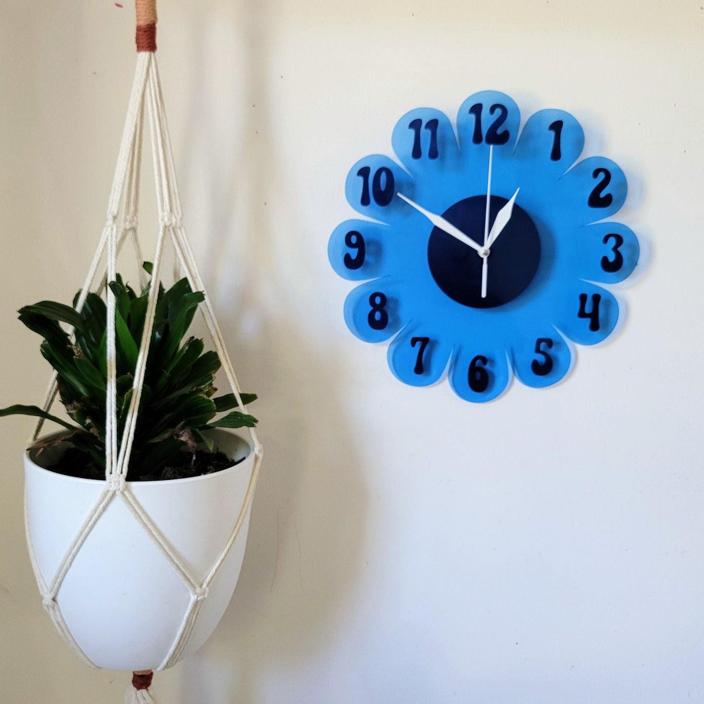 Transparent Blue Daisy Wall Clock
