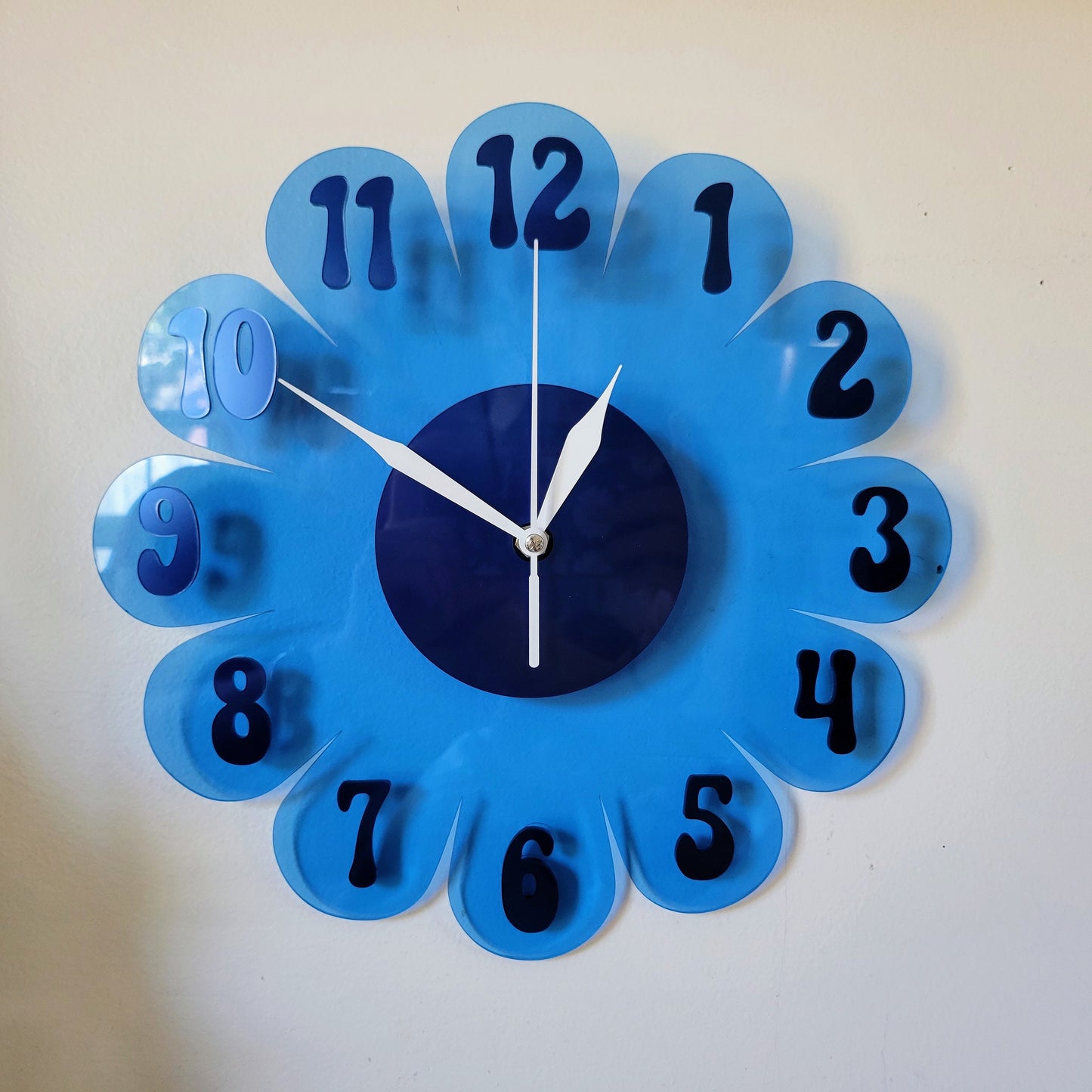 Transparent Blue Daisy Wall Clock