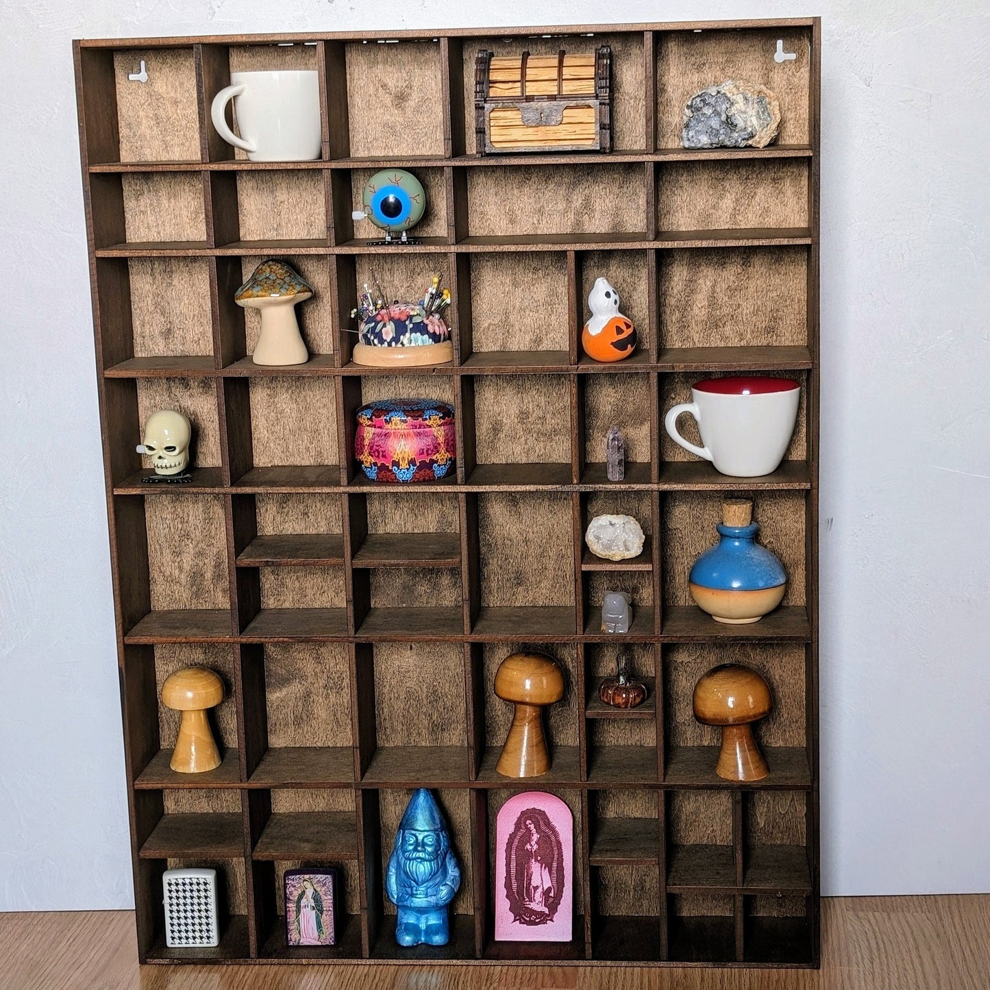 Shadow Box Wooden Display Shelf - Wall Cubby Shelf - Multiple Compartment Sizes - #2 - Trinket Shelf - Curio Cabinet