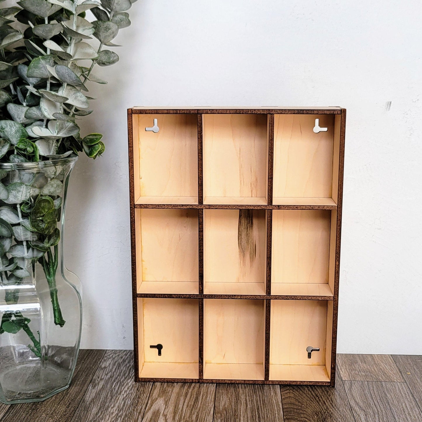 9 Compartment Wooden Display Shelf - 2.5x3.5 - Trinket Shelf - Curio Cabinet