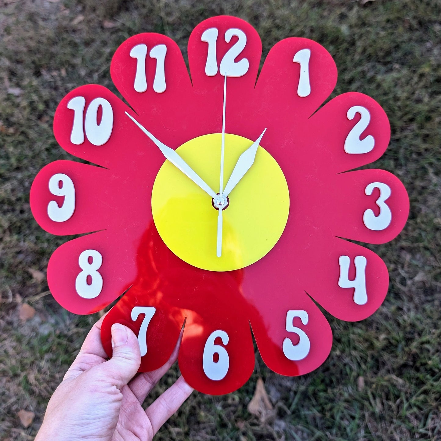 Red Daisy Wall Clock