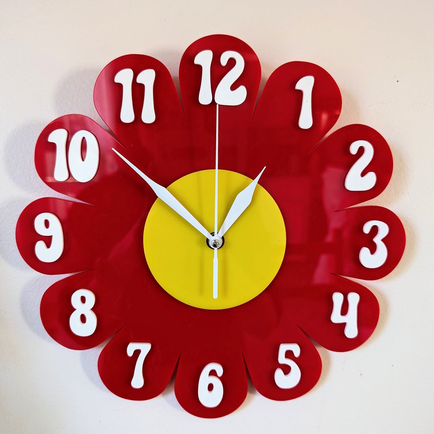 Red Daisy Wall Clock