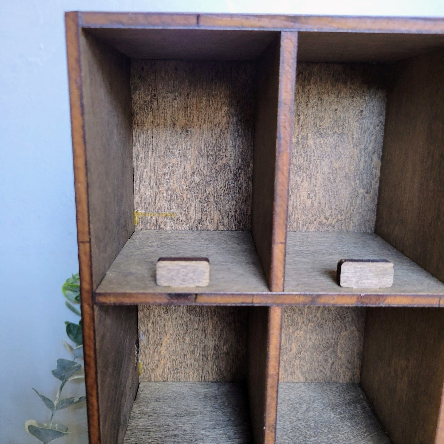 35 Compartment Wooden Display Shelf - 2.5x3.5 - Trinket Shelf - Curio Cabinet