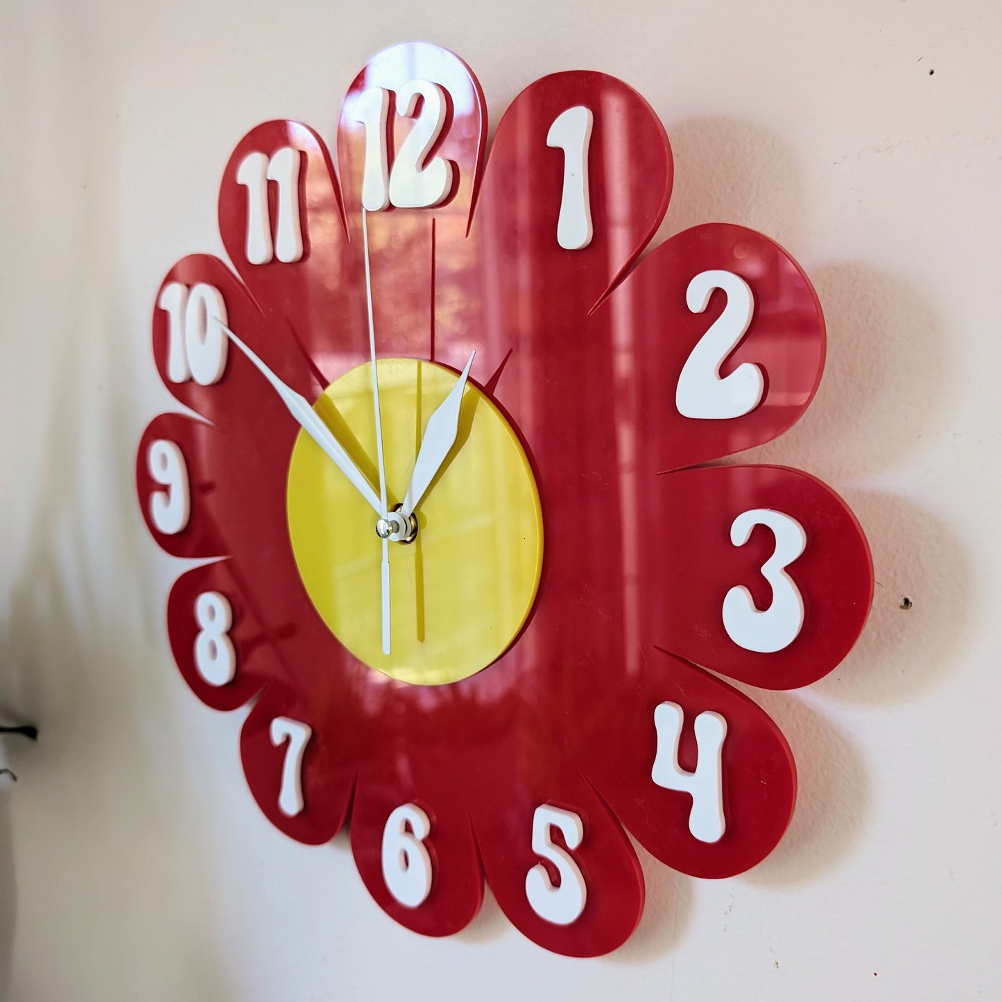 Red Daisy Wall Clock