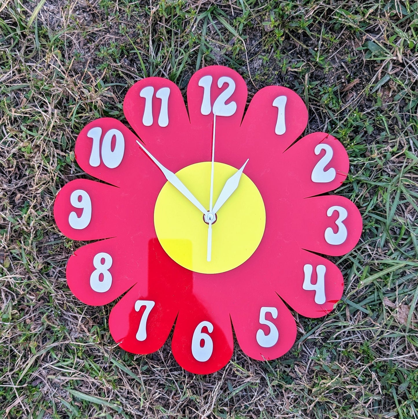Red Daisy Wall Clock