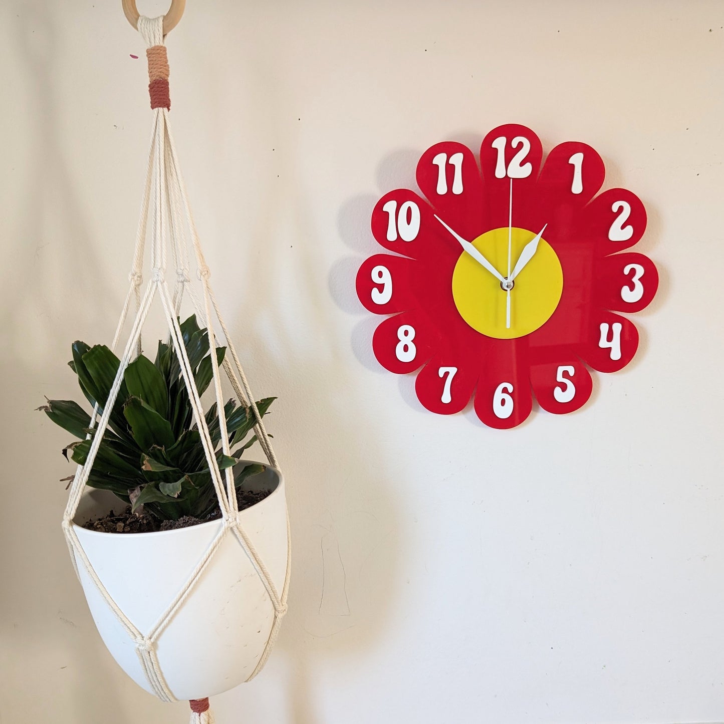 Red Daisy Wall Clock