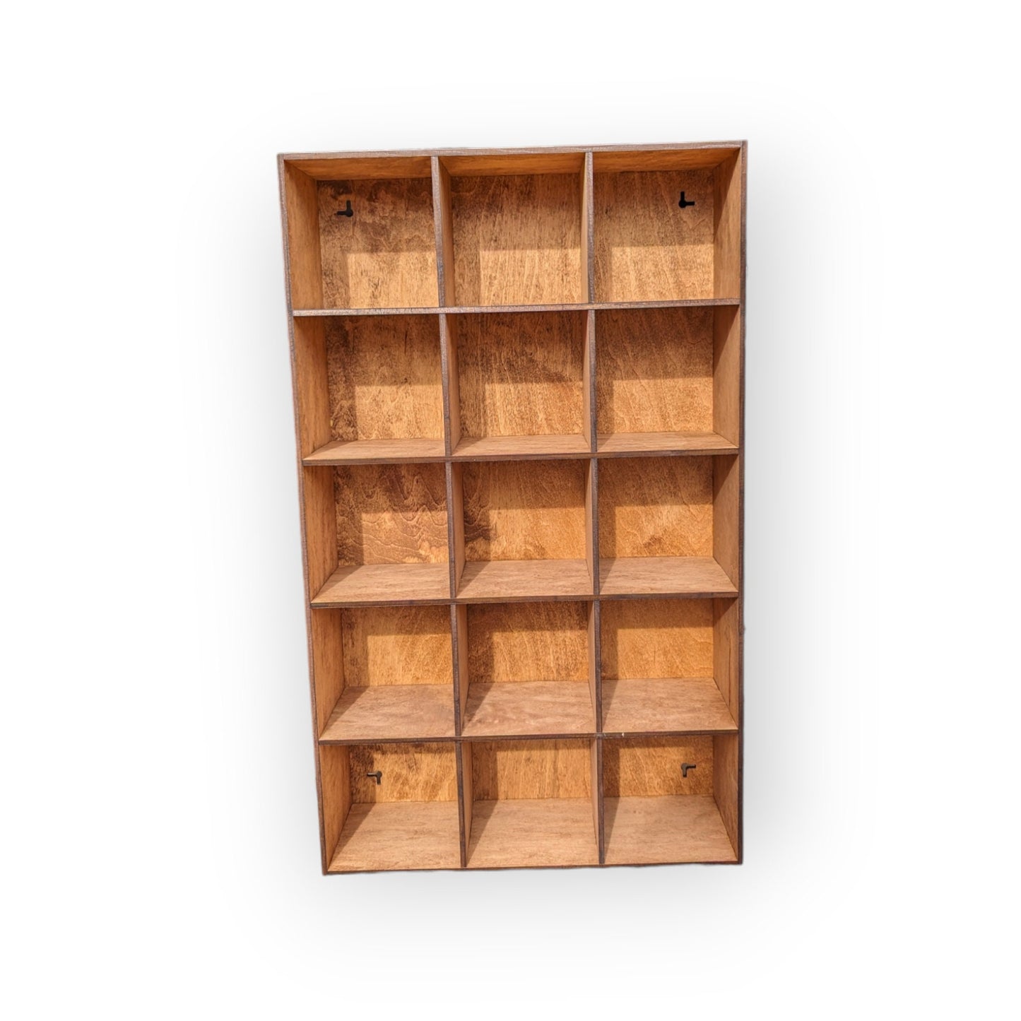 15 Compartment Wooden Display Shelf - Coffee Mug Shelf - 4.5x4.5 - Trinket Shelf - Curio Cabinet