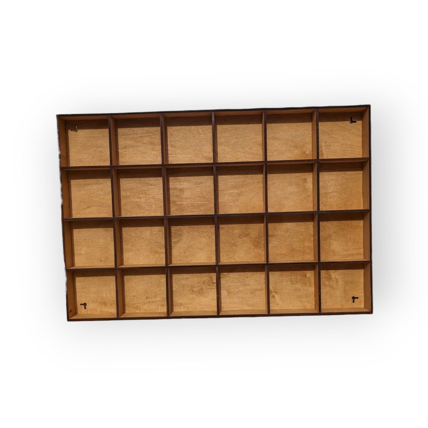 24 Compartment Wooden Display Shelf - 4x4 - Trinket Shelf - Curio Cabinet