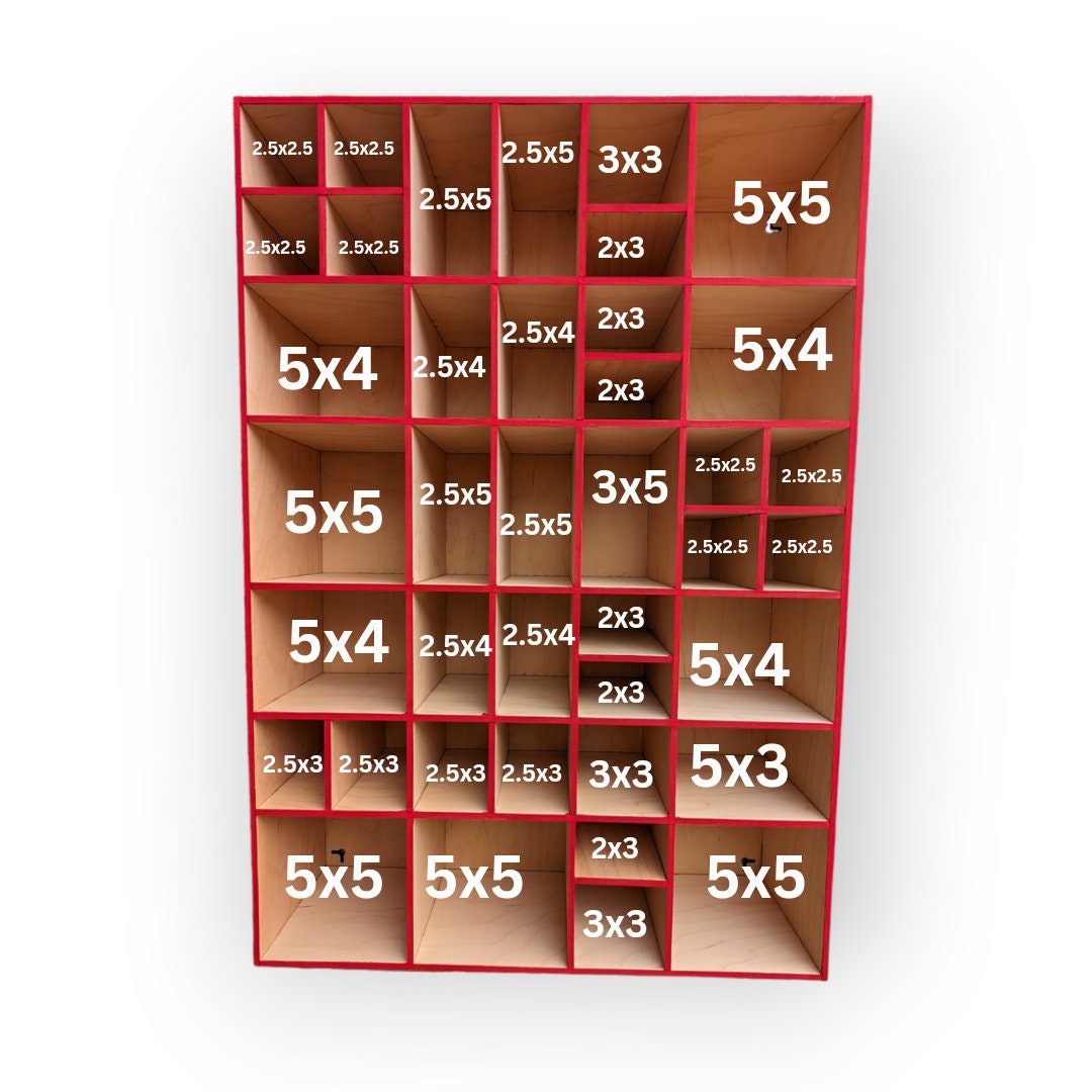 Shadow Box Wooden Display Shelf - Wall Cubby Shelf - Multiple Compartment Sizes - #8 - Trinket Shelf - Curio Cabinet