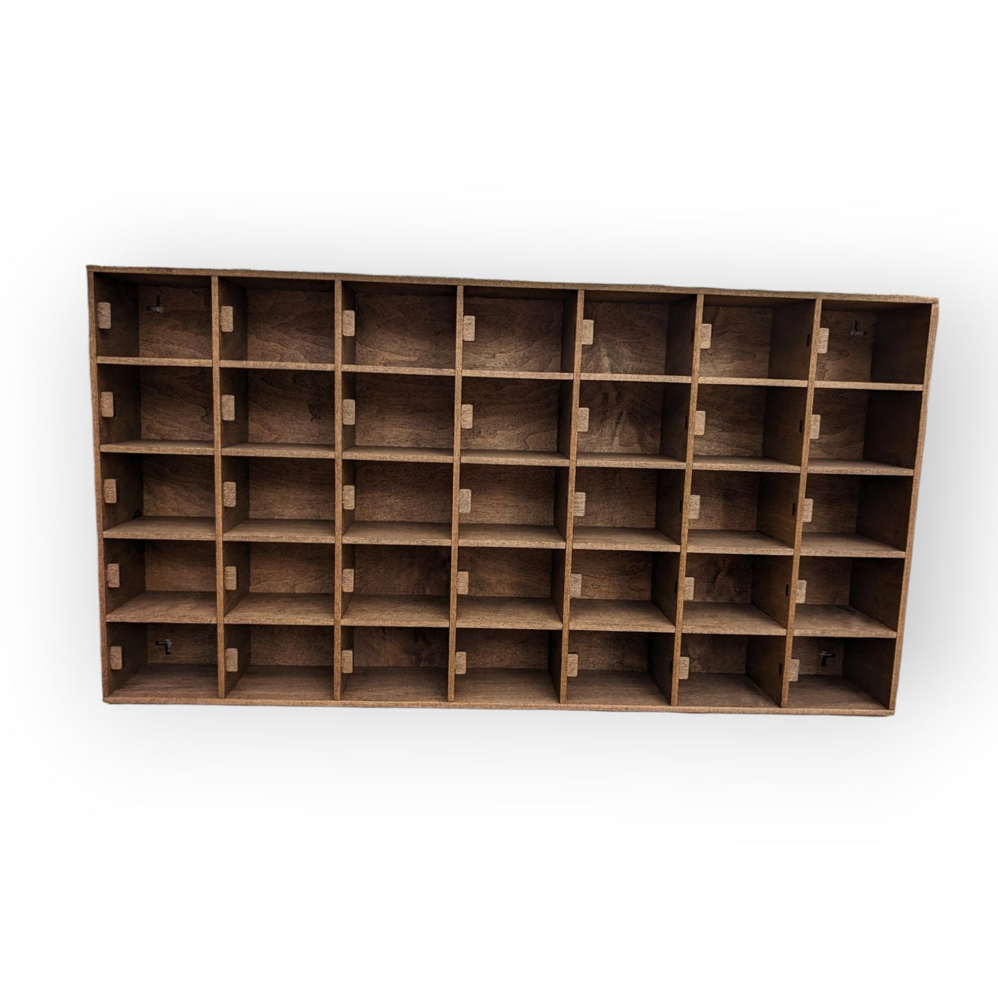 35 Compartment Wooden Display Shelf - 2.5x3.5 - Trinket Shelf - Curio Cabinet