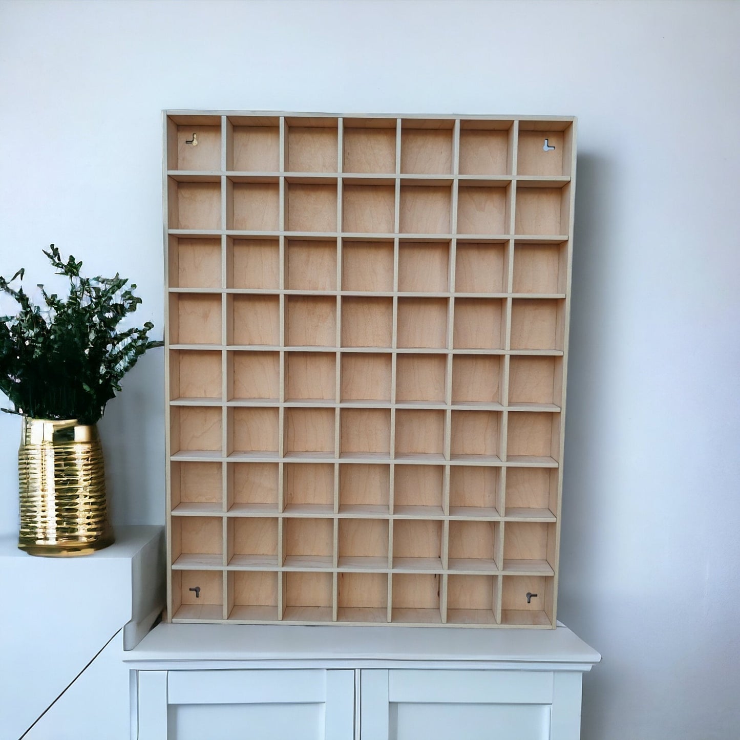 63 Compartment Wooden Display Shelf 2.5"x2.5"