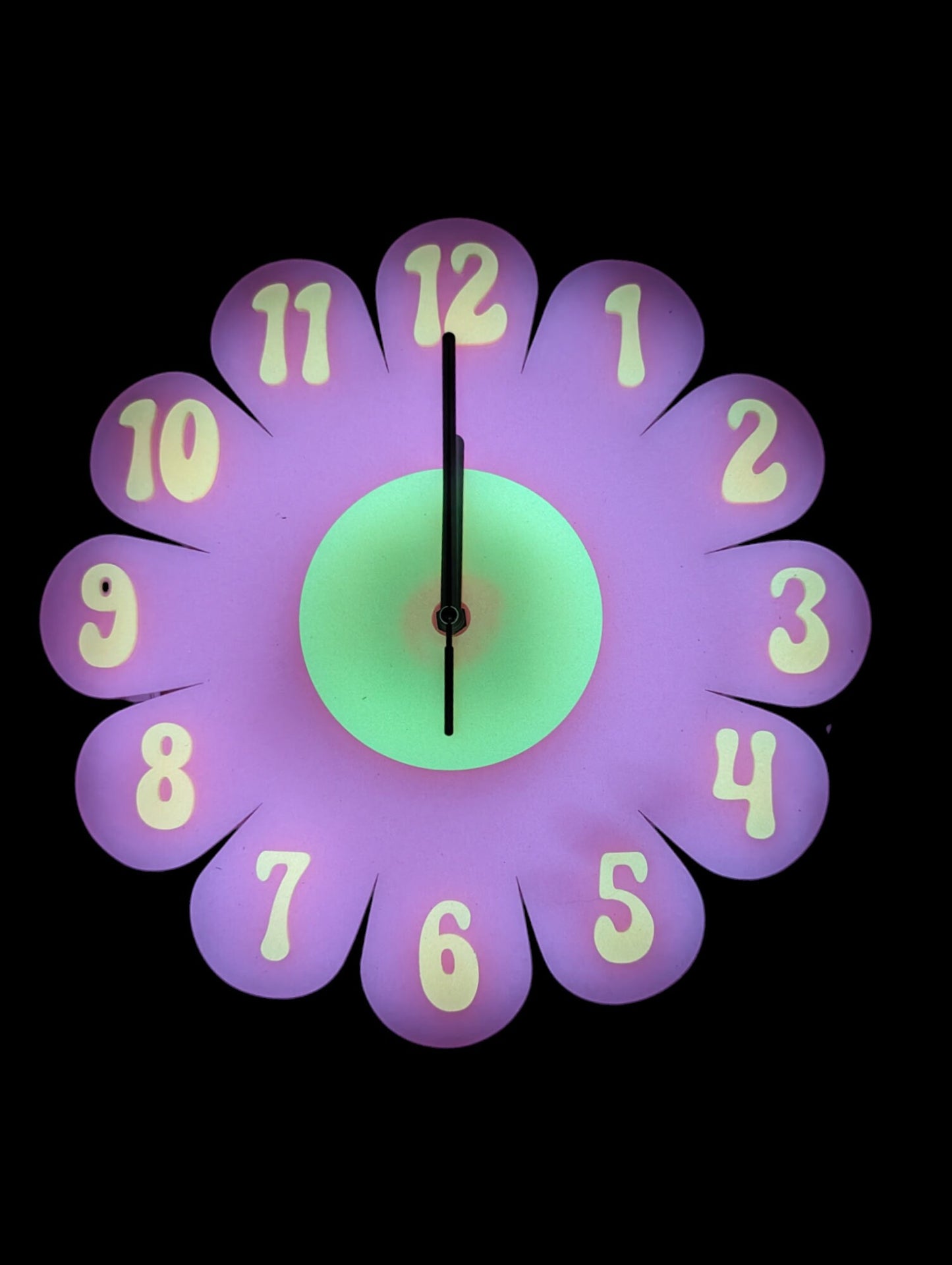 Glow in the Dark Blacklight Daisy Wall Clock