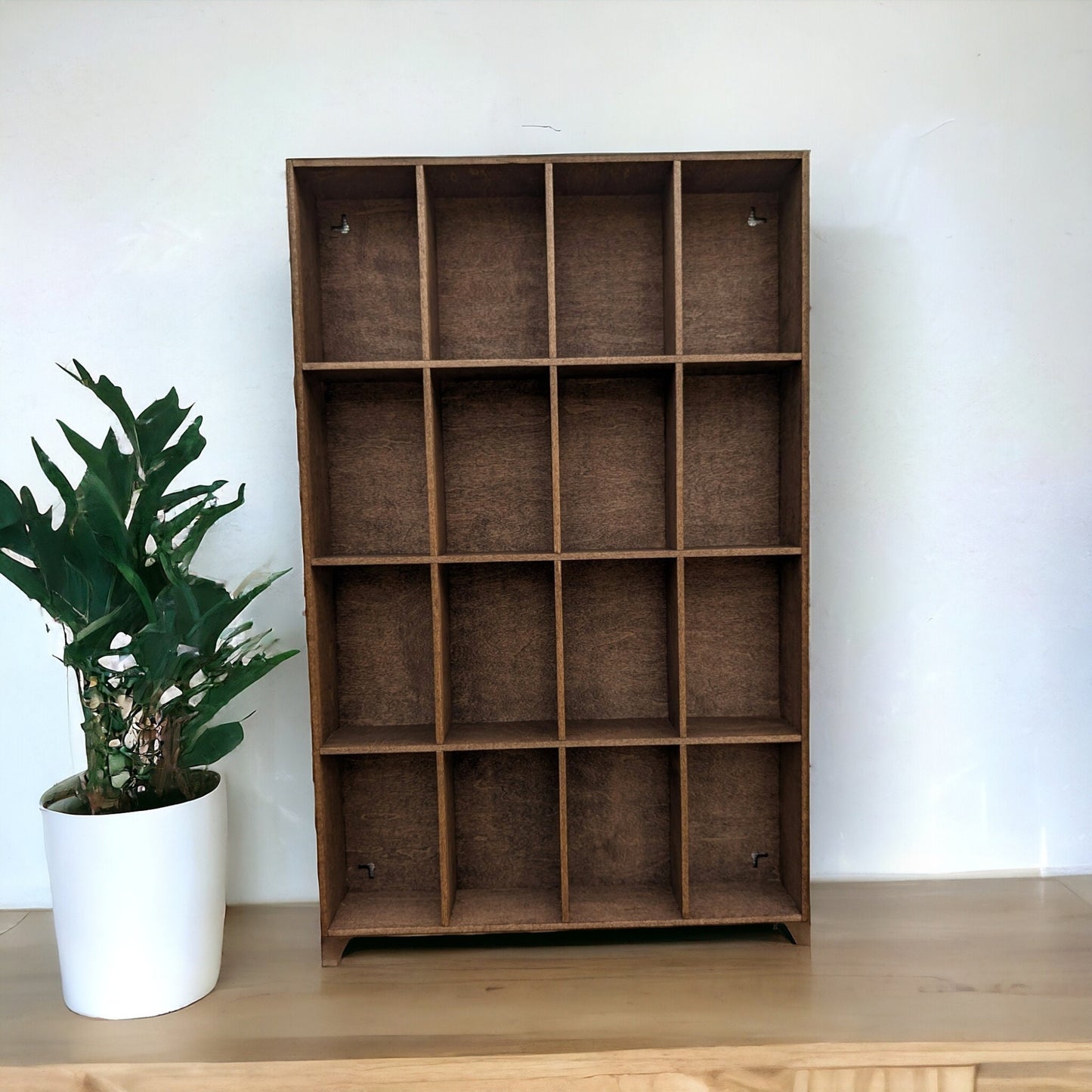 16 Compartment Wooden Display Shelf - 5.5x3.5 - Trinket Shelf - Curio Cabinet