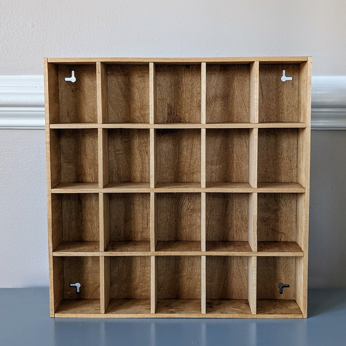 20 Compartment Wooden Display Shelf - 2.8x2.25 - Trinket Shelf - Curio Cabinet