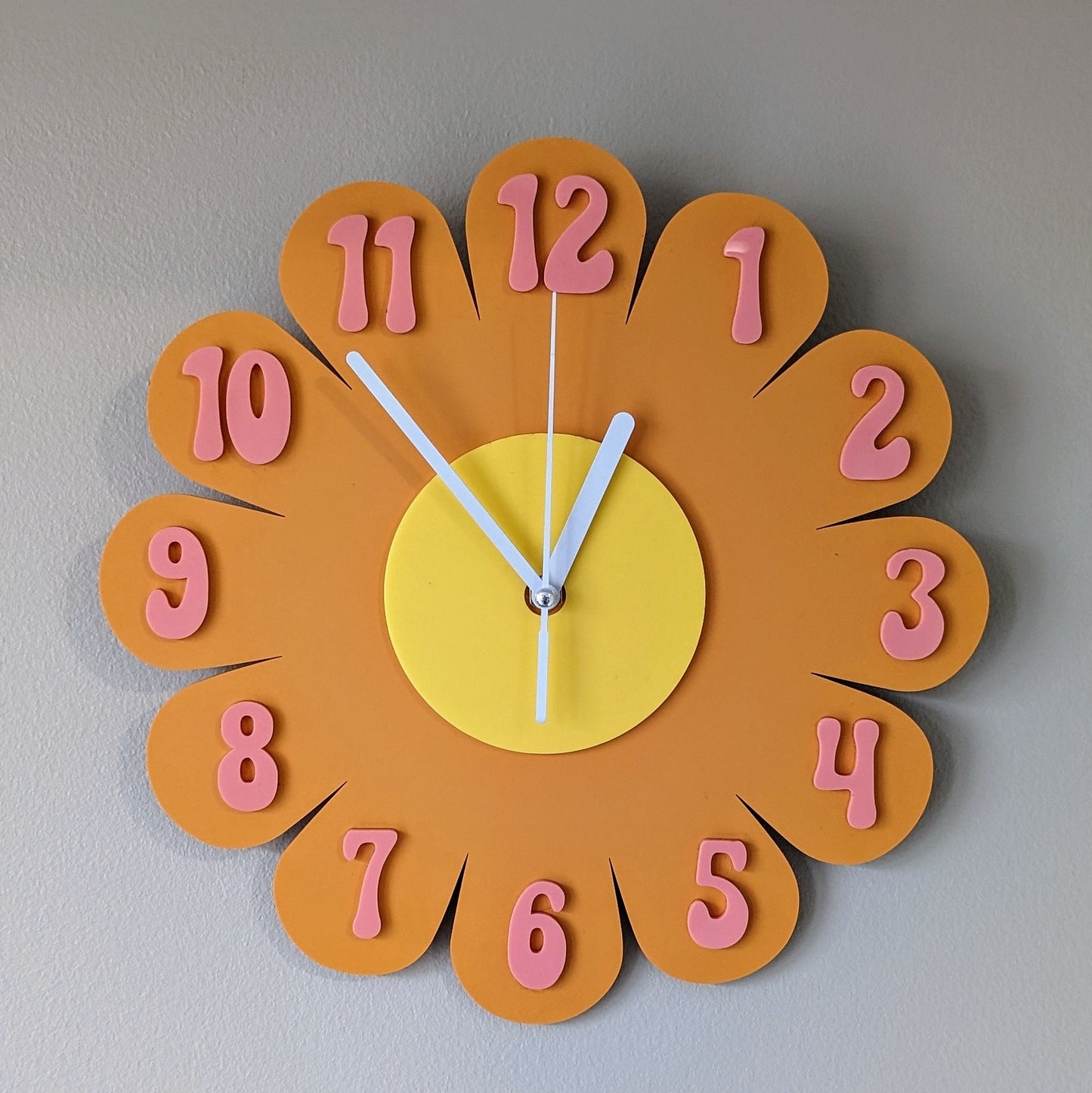 Burnt Orange Daisy Wall Clock