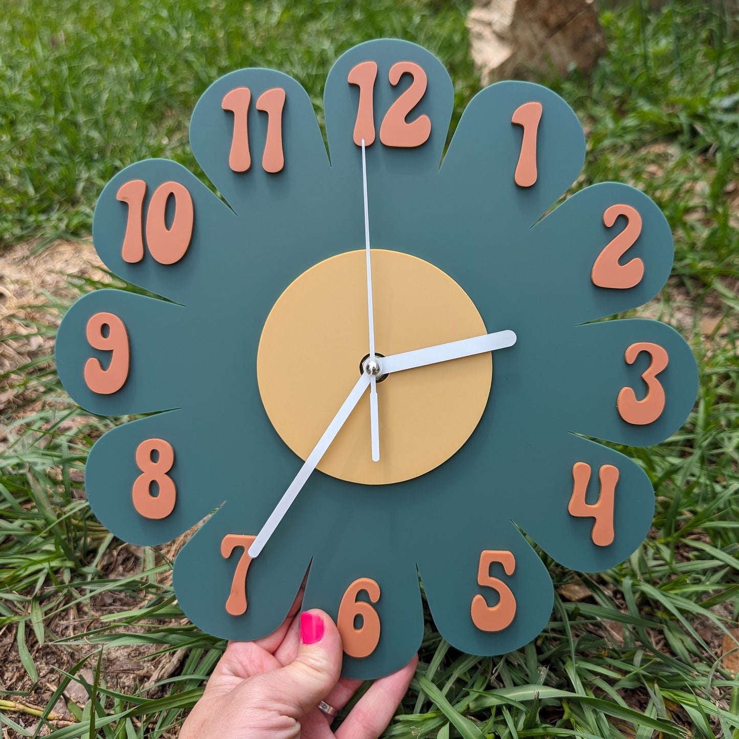 Green Daisy Wall Clock