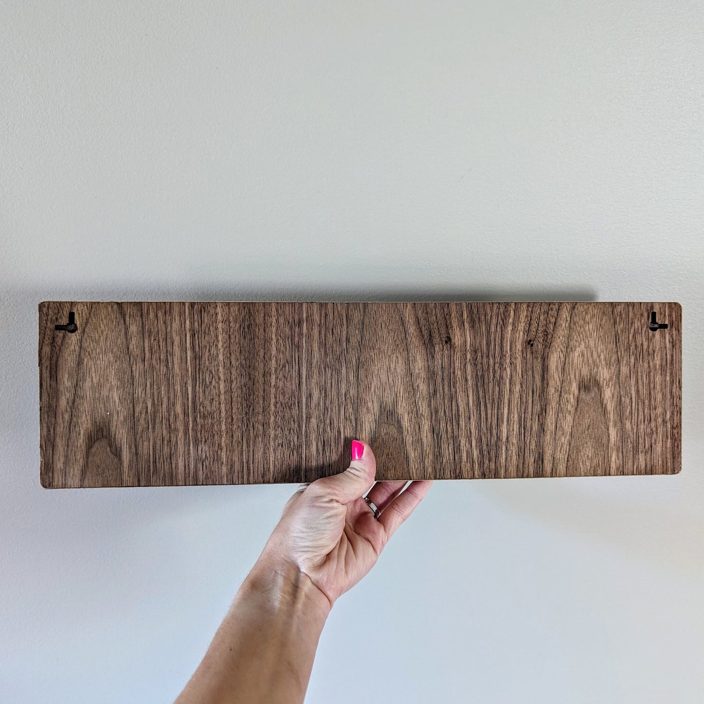 Walnut Wood Mushroom Engraved Key Hook Hanger - Car Keys - Boat Keys Organizer - Entryway Organizer - Key Valet - Customizable Key Shelf