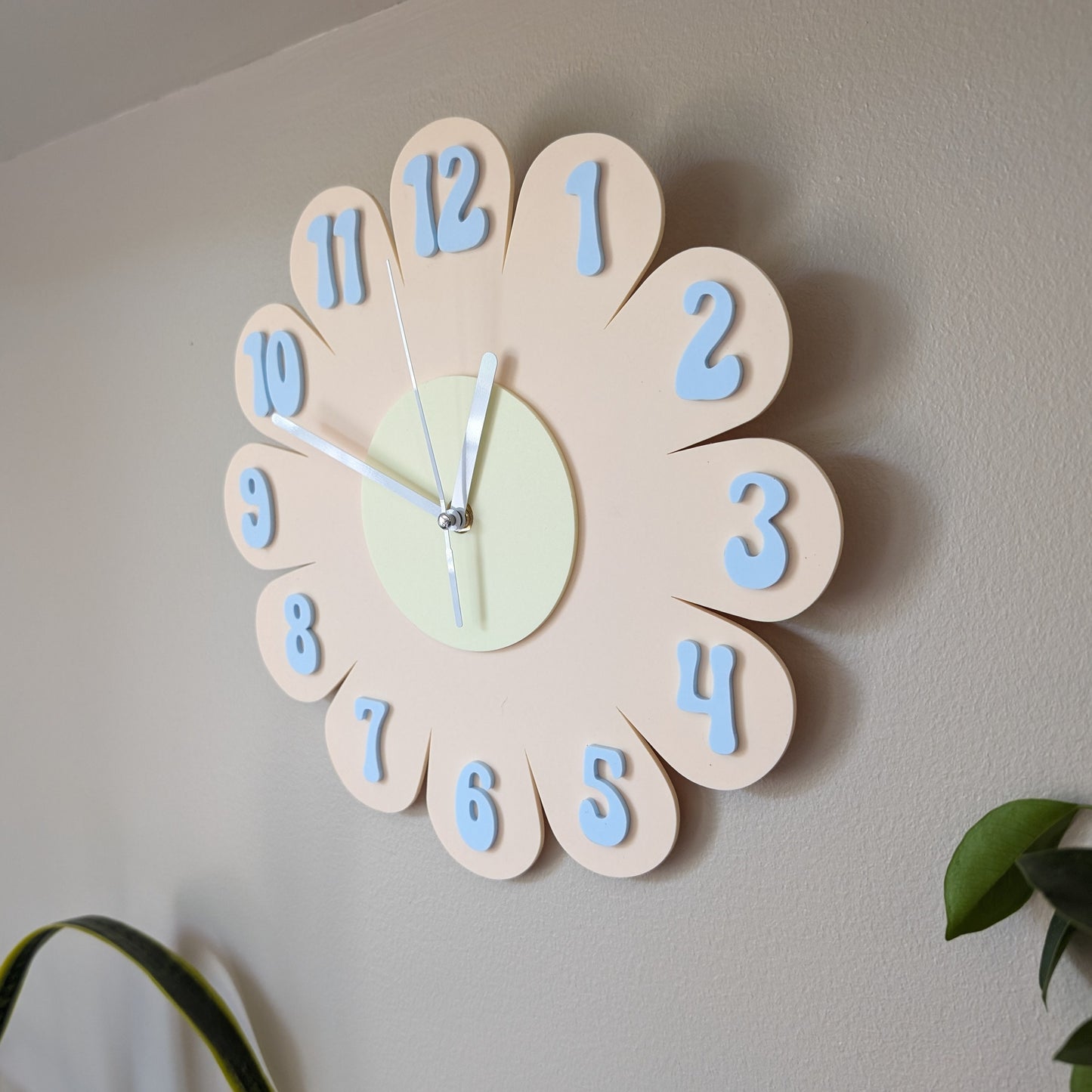 Peach Daisy Wall Clock
