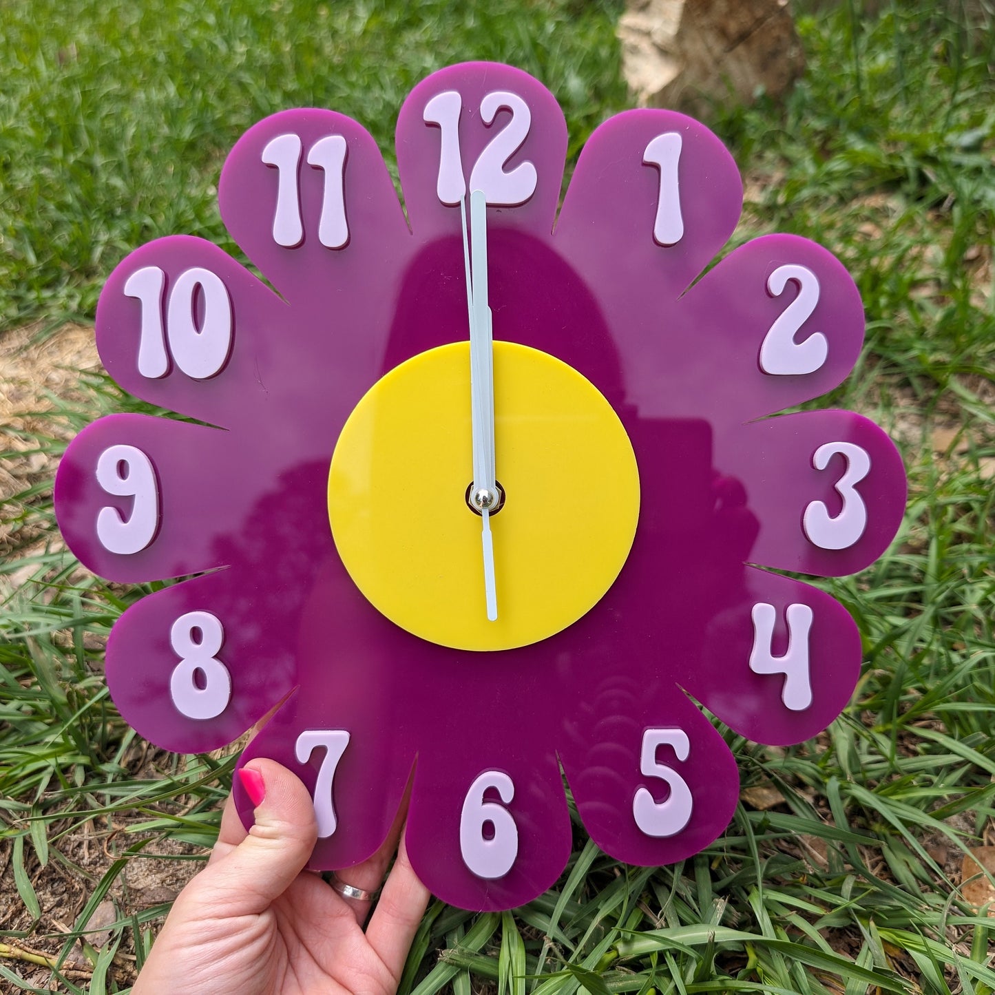 Purple Daisy Wall Clock