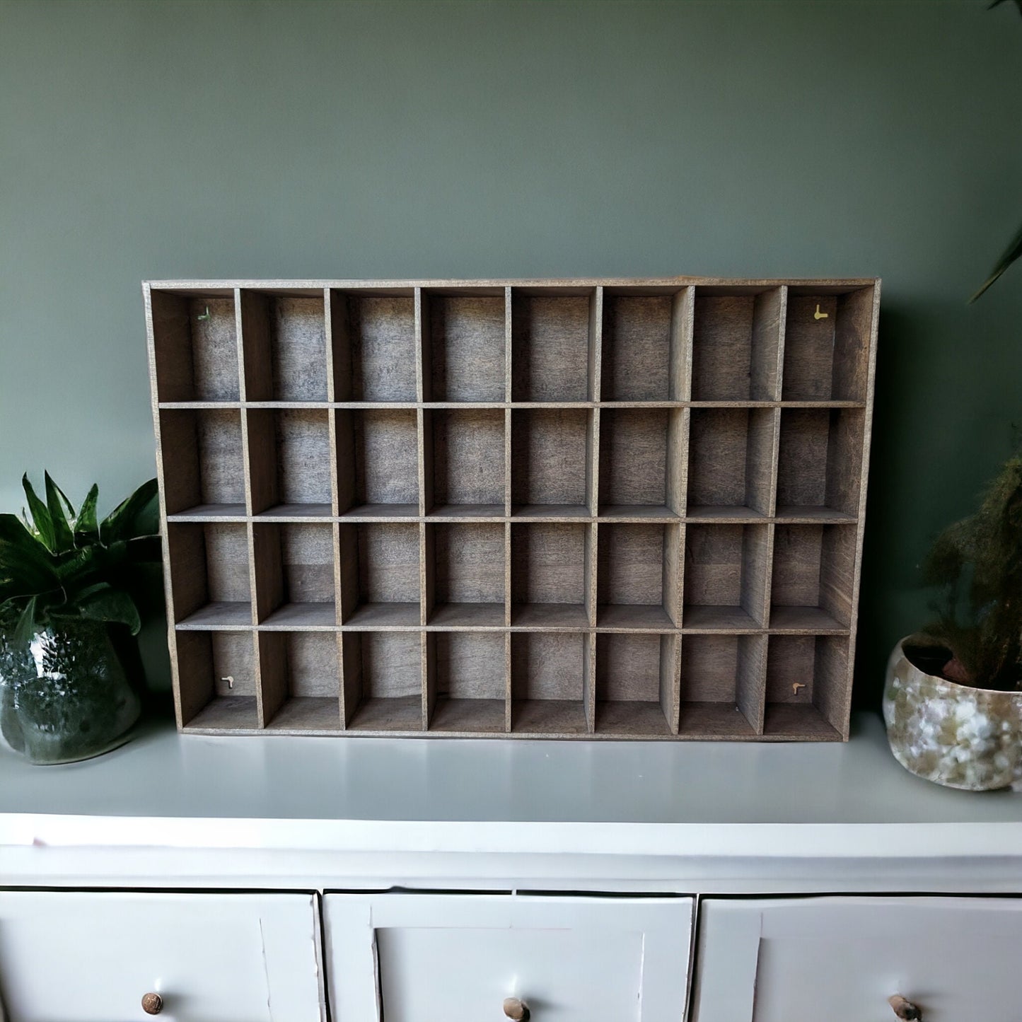 32 Compartment Wooden Display Shelf - 4x3 - Trinket Shelf - Curio Cabinet