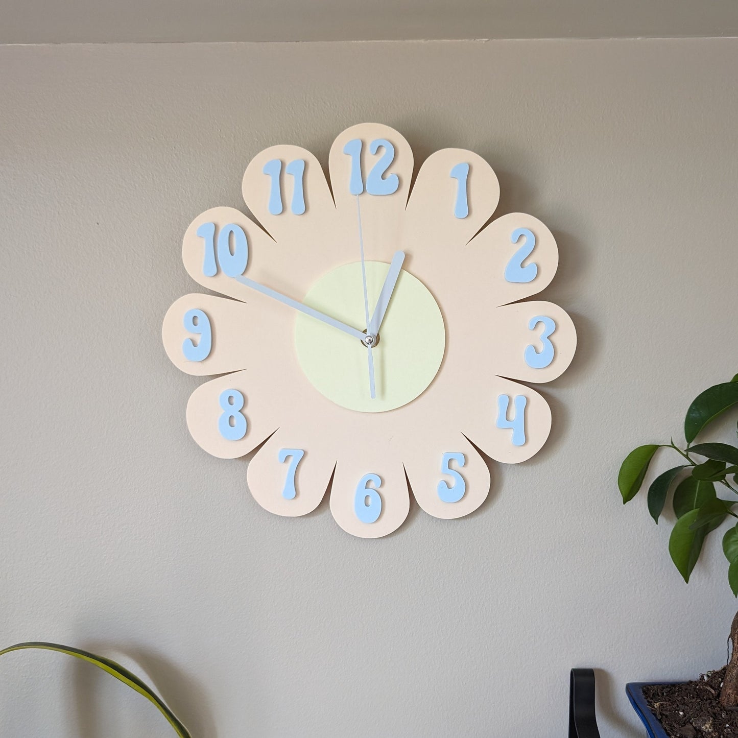 Peach Daisy Wall Clock