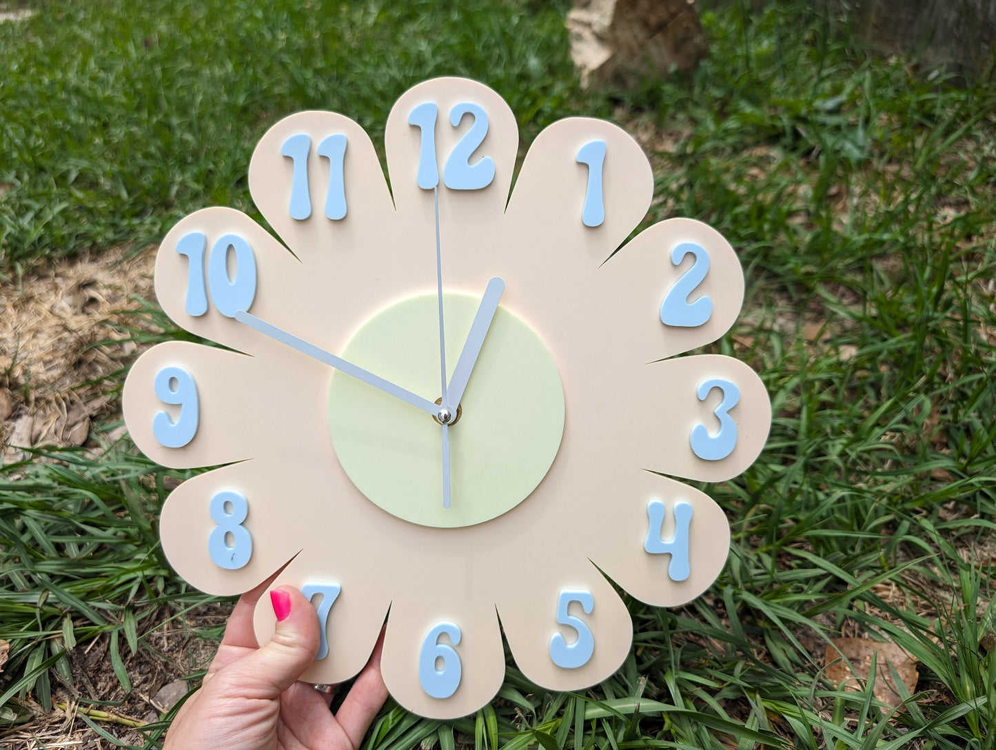 Peach Daisy Wall Clock