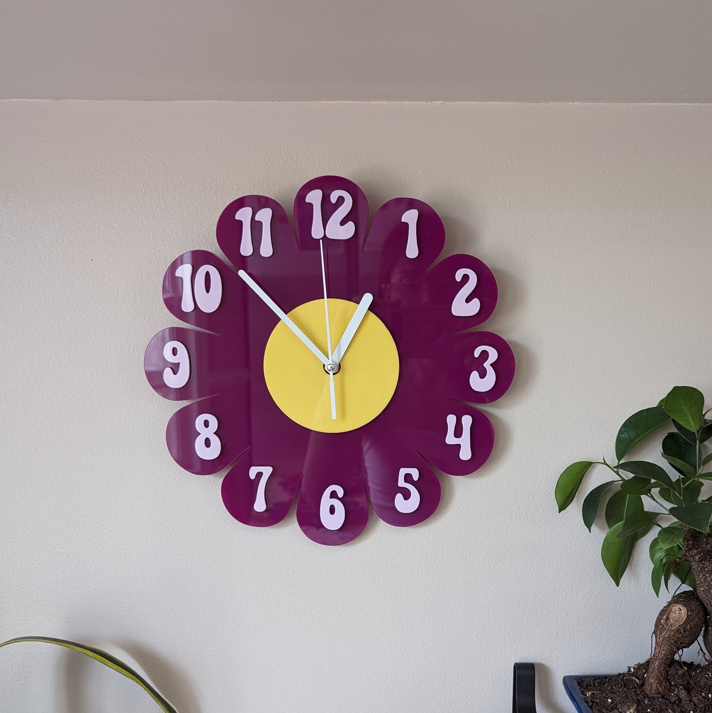 Purple Daisy Wall Clock