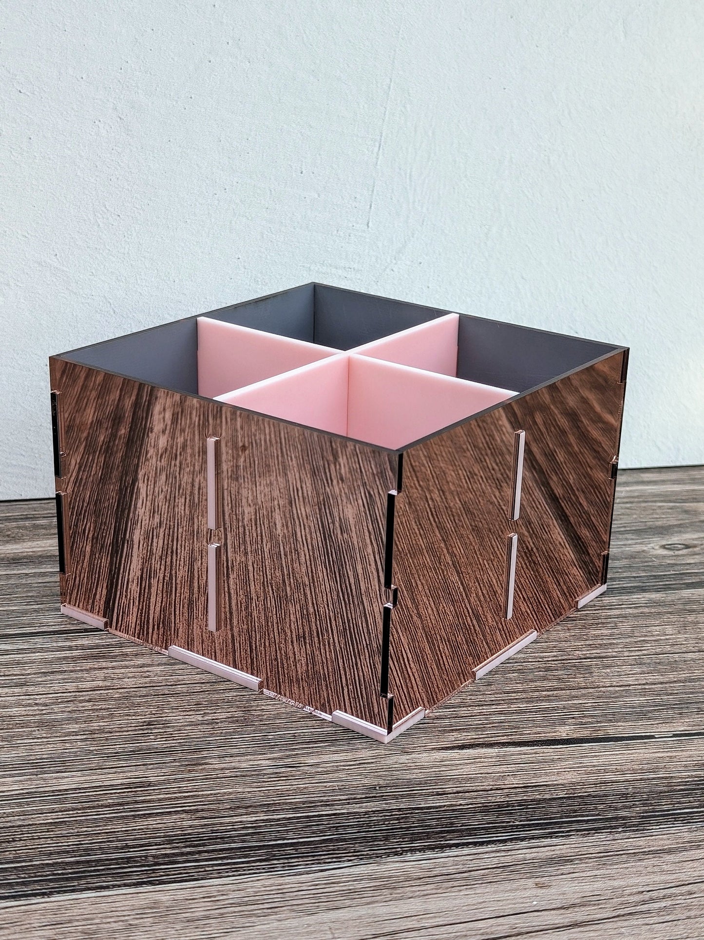 4 Compartment Acrylic Desk Organizer - Trinket Shelf -Curio Cabinet- Knick Knack Collection Display - Printer Tray -Figure Organizer Display