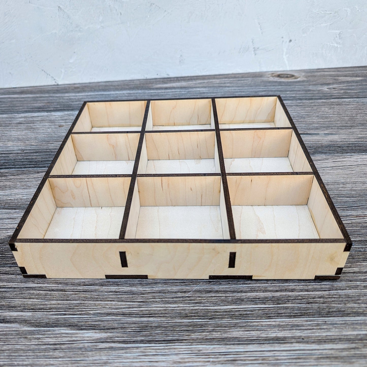 9 Compartment Wooden Display Shelf - 3.25x3.25 - Trinket Shelf - Curio Cabinet