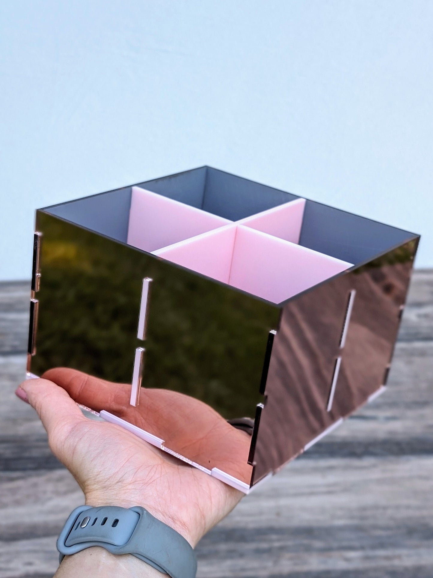 4 Compartment Acrylic Desk Organizer - Trinket Shelf -Curio Cabinet- Knick Knack Collection Display - Printer Tray -Figure Organizer Display