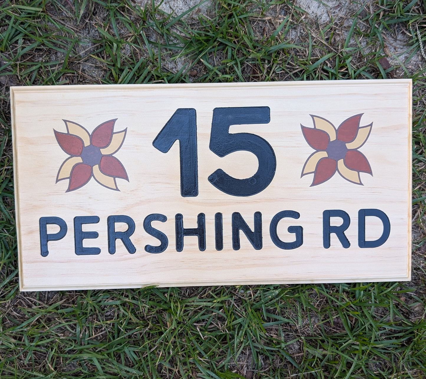 Routed Street Number Sign
