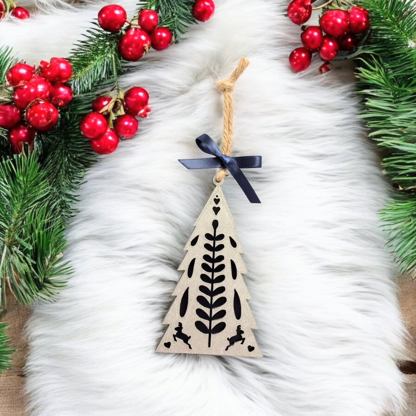 Set of 8 Minimalist Scandinavian Style Christmas Tree Ornaments - Hygge Christmas Ornaments - Rustic Ornament Set - Boho Christmas Ornaments