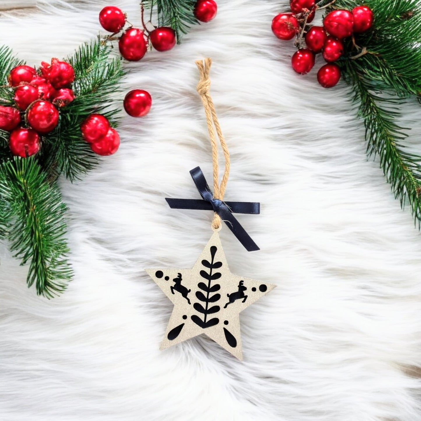 Set of 8 Minimalist Scandinavian Style Christmas Tree Ornaments - Hygge Christmas Ornaments - Rustic Ornament Set - Boho Christmas Ornaments