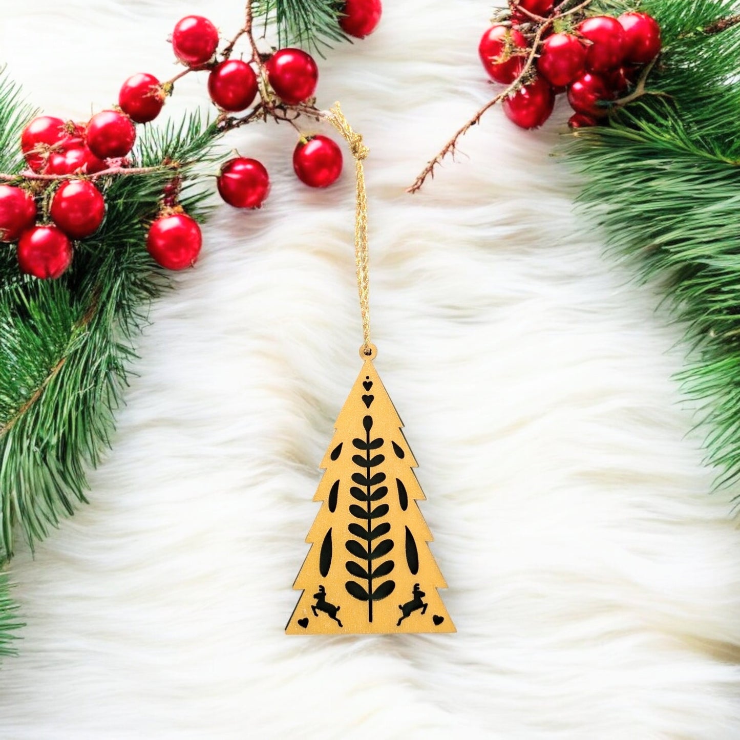 Set of 8 Minimalist Scandinavian Style Christmas Tree Ornaments - Hygge Christmas Ornaments - Rustic Ornament Set - Boho Christmas Ornaments
