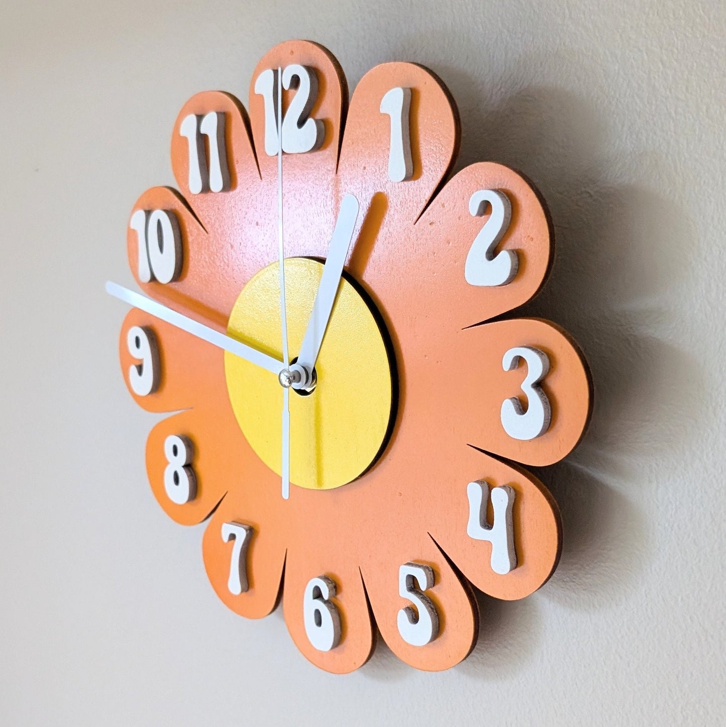 Mini Retro Vintage 1970s Inspired Daisy Wall Clock -Funky Wall Clock - Retro Clock - Flower Power -Mini Clock - Kitchen Clock - Flower Clock