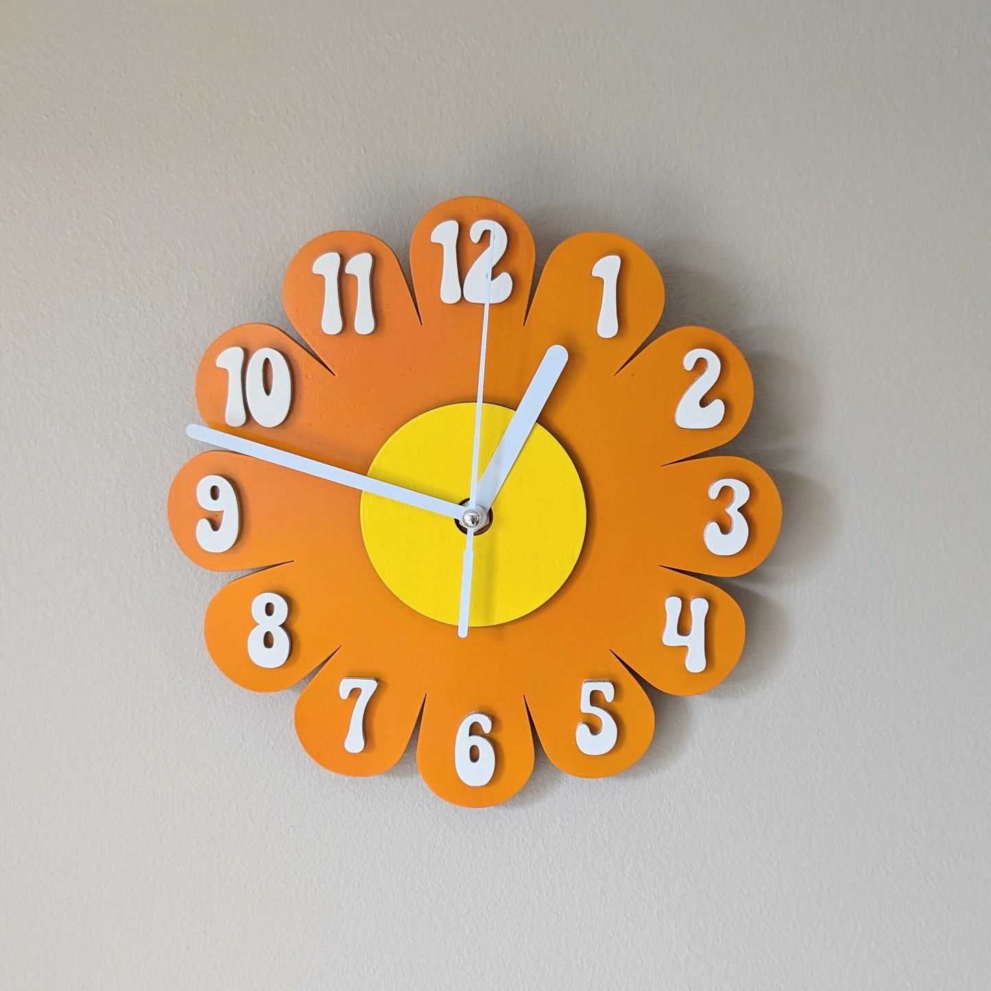 Mini Retro Vintage 1970s Inspired Daisy Wall Clock -Funky Wall Clock - Retro Clock - Flower Power -Mini Clock - Kitchen Clock - Flower Clock