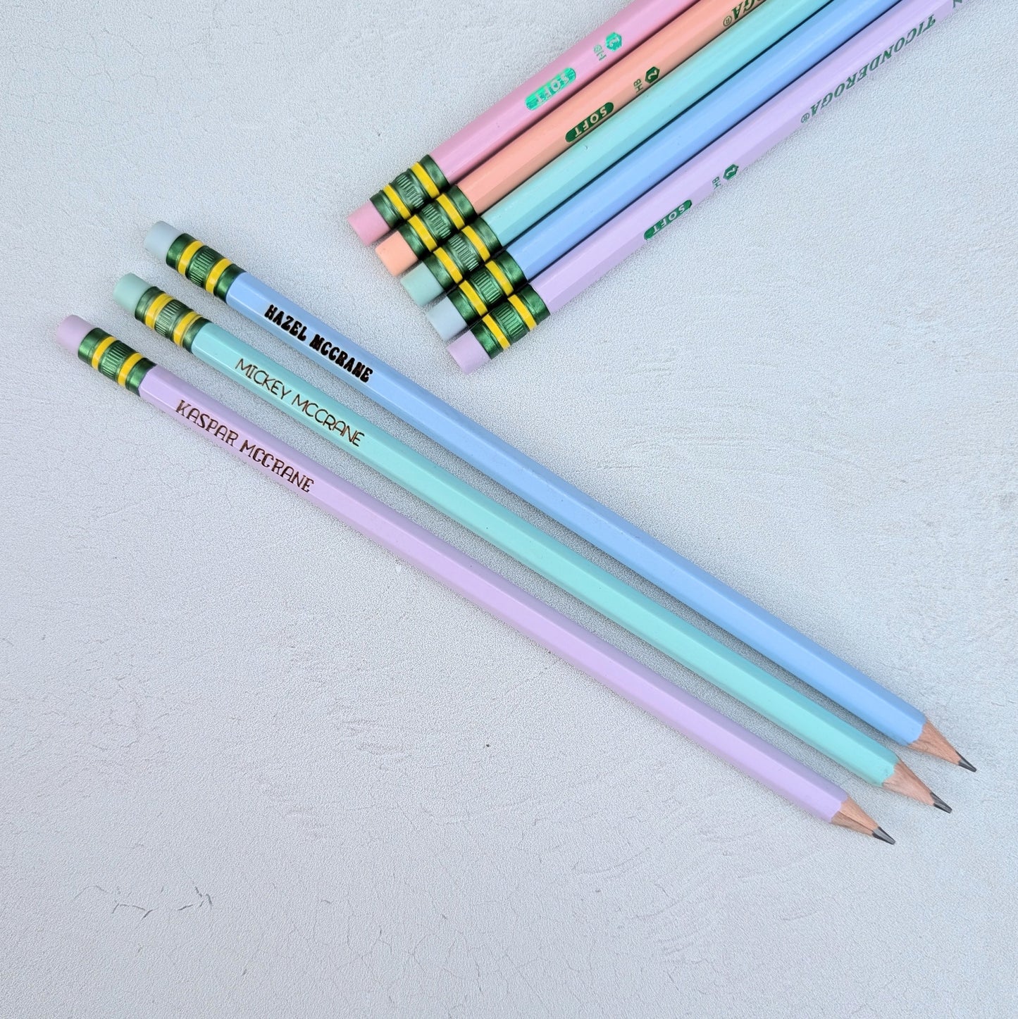 Personalized Pastel Pencils - Custom Back to School Supplies - Monogrammed Pencils - Cute School Supplies - #2 Engraved Pencils - College