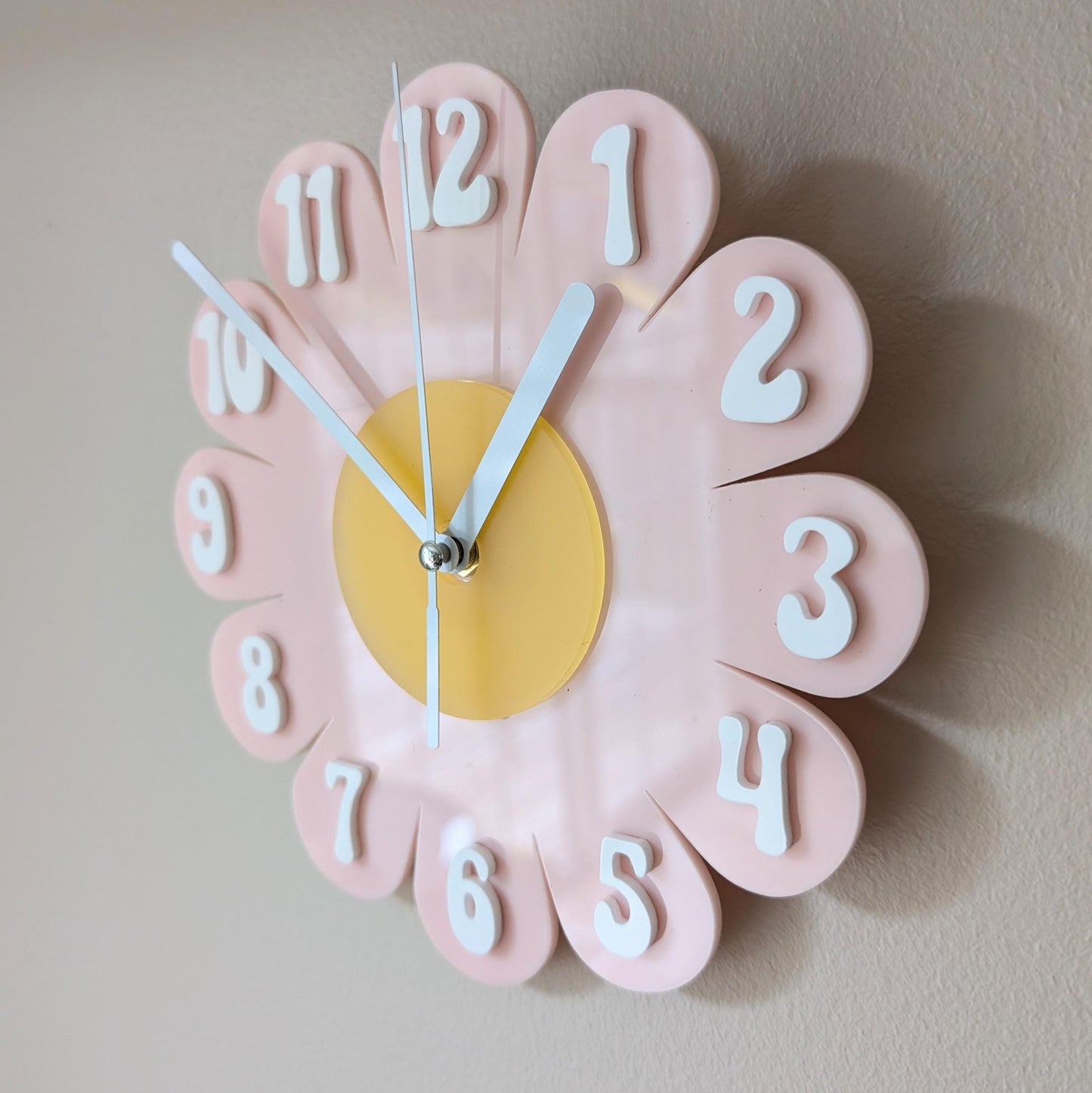 Mini Retro Vintage 1970s Inspired Daisy Wall Clock -Funky Wall Clock - Retro Clock - Flower Power -Mini Clock - Kitchen Clock - Flower Clock