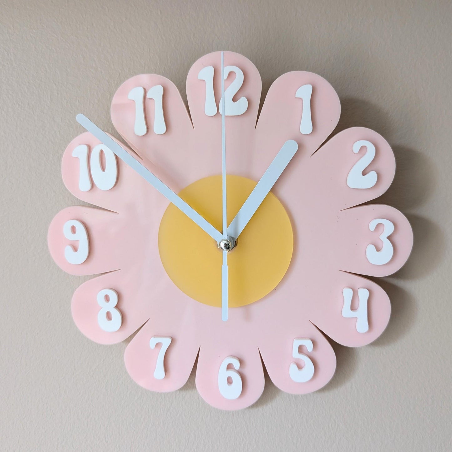 Mini Retro Vintage 1970s Inspired Daisy Wall Clock -Funky Wall Clock - Retro Clock - Flower Power -Mini Clock - Kitchen Clock - Flower Clock