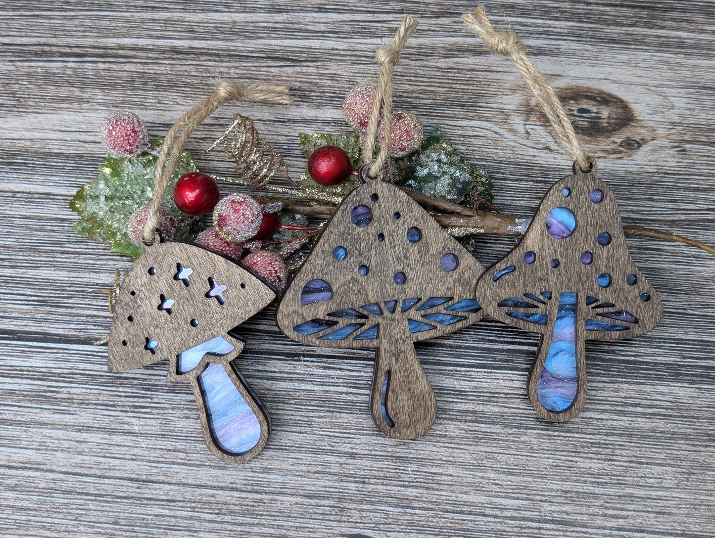 Set of 3 Mushroom Ornaments