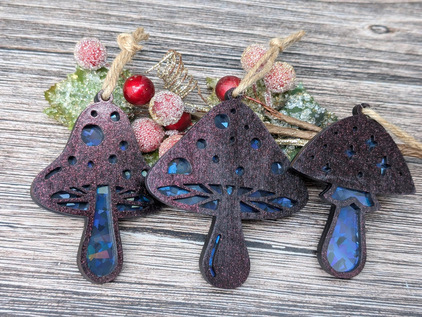 Set of 3 Mushroom Ornaments