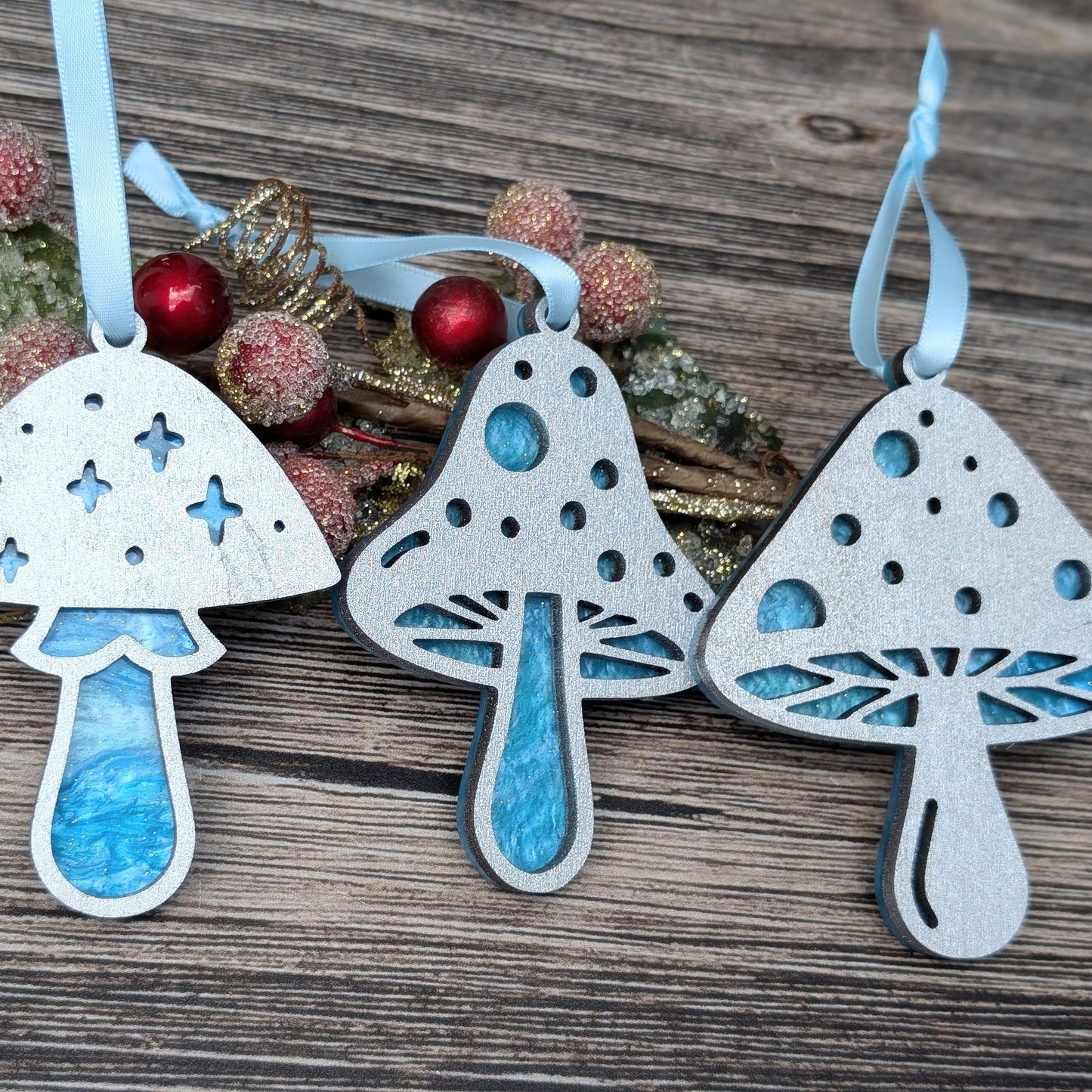 Set of 3 Mushroom Ornaments